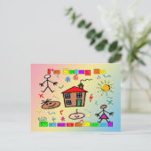 幼稚園に行く ポストカード (スタンド正面)