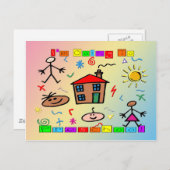 幼稚園に行く ポストカード (正面/裏面)