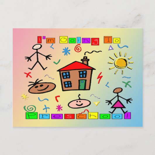 幼稚園に行く ポストカード (正面)