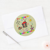 幼稚園に行く ラウンドシール (封筒)