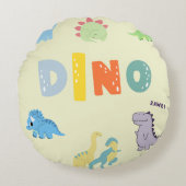 幼稚園のかわいい赤ちゃん恐竜 ラウンドクッション (正面)