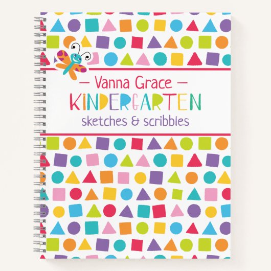 幼稚園のカラフルクレヨンの走り書き ノートブック (正面)