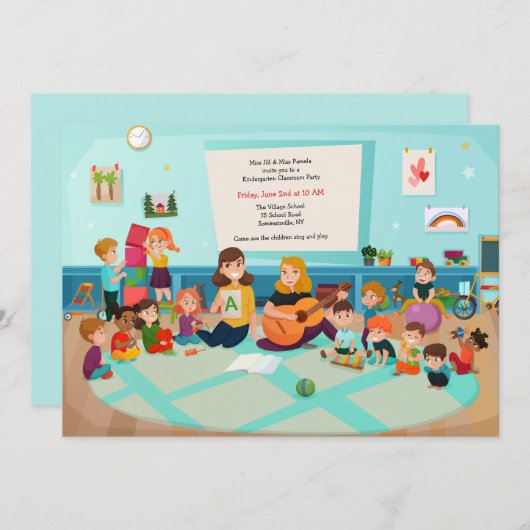 幼稚園のクラス 招待状 (正面/裏面)