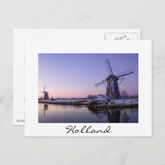 幼稚園のジクの葉書の風車を乗り越える日の出 ポストカード (正面/裏面)