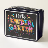 幼稚園のドードル、花と鉛筆 メタルランチボックス (裏面)