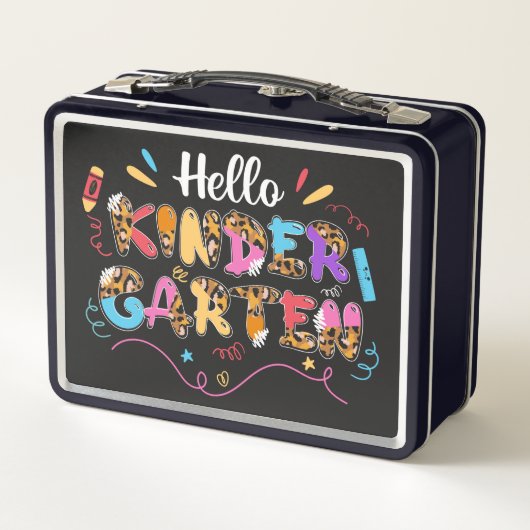 幼稚園のドードル、花と鉛筆 メタルランチボックス (裏面)