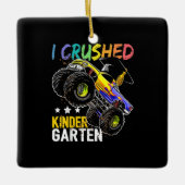 幼稚園のモンスタートラックをつぶした セラミックオーナメント (正面)