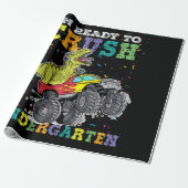 幼稚園のモンスタートラックをつぶす準備ができている子供たち ラッピングペーパー (アンロールド)