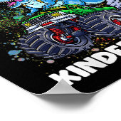 幼稚園のモンスタートラックをつぶす準備ができている子供 ポスター (角)