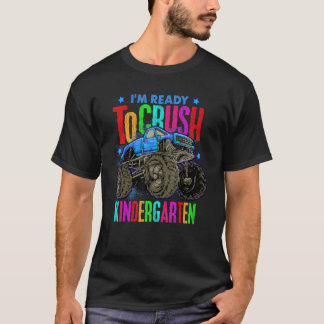 幼稚園のモンスタートラックを~に押し戻す準備ができている Tシャツ