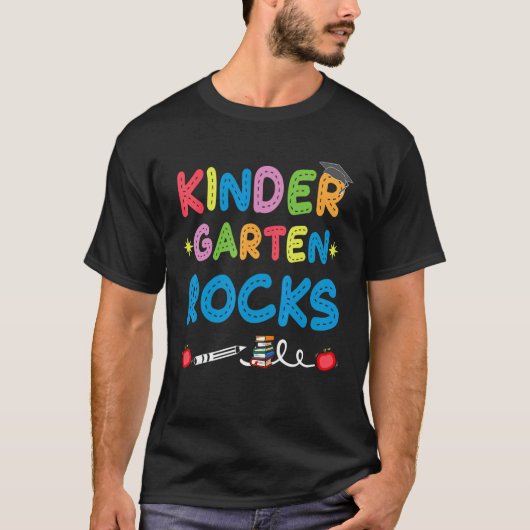 幼稚園のロック こんにちは 幼稚園  学校に戻る Tシャツ (正面)