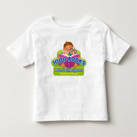 幼稚園のワイシャツの前の1000冊の本 トドラーTシャツ (正面)