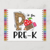 幼稚園の先生のための「P」バックトゥスクール ポストカード (正面)