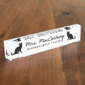 幼稚園の先生の黒猫アイコン デスクネームプレート (側面)