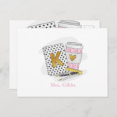 幼稚園の先生への感謝の気持ちを表すカスタムコーヒー ポストカード (正面/裏面)