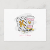 幼稚園の先生への感謝の気持ちを表すカスタムコーヒー ポストカード (正面)