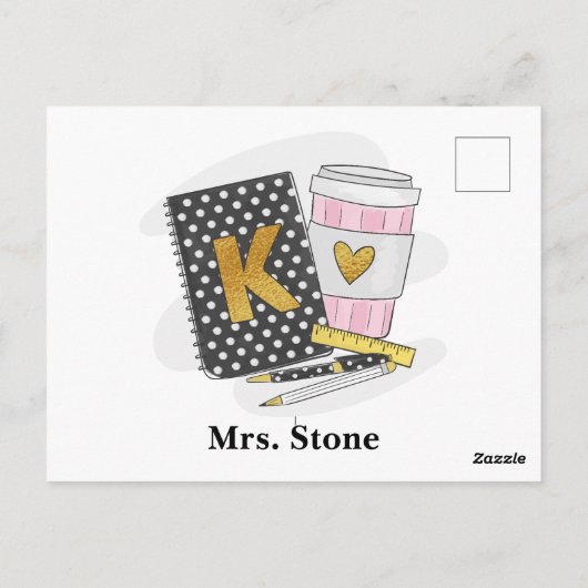 幼稚園の先生向けブラックノートカスタムコーヒーギフト ポストカード (裏面)