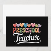 幼稚園の先生最初の日グルービーバックトゥスクール 招待状 (正面/裏面)