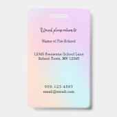 幼稚園の先生用写真IDバッジ レインボーユニコーン バッジ (裏面)