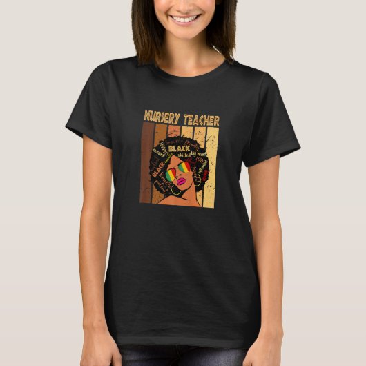 幼稚園の先生 アフロ アフリカ系アメリカ人 黒人の歴史 Tシャツ (正面)