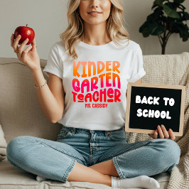 幼稚園の先生 オレンジ レッド オンブレ Tシャツ