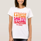 幼稚園の先生 オレンジ レッド オンブレ Tシャツ (正面)