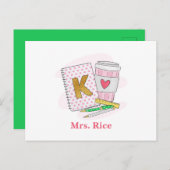 幼稚園の先生 ピンクドット プレッピー ノートブック コーヒー ポストカード (正面/裏面)