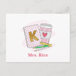 幼稚園の先生 ピンクドット プレッピー ノートブック コーヒー ポストカード