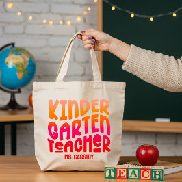 幼稚園の先生 レッドオレンジグラデーション トートバッグ