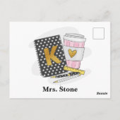 幼稚園の先生 黒いノート カフェオレ カスタム ポストカード (裏面)