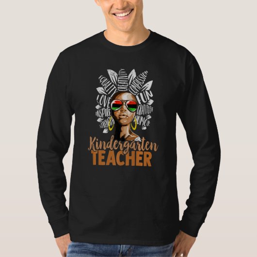 幼稚園の先生 黒人のアフロの女性 Tシャツ (正面)