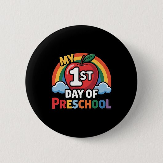 幼稚園の初めての日 虹のアップル バックトゥスクール 缶バッジ (正面)