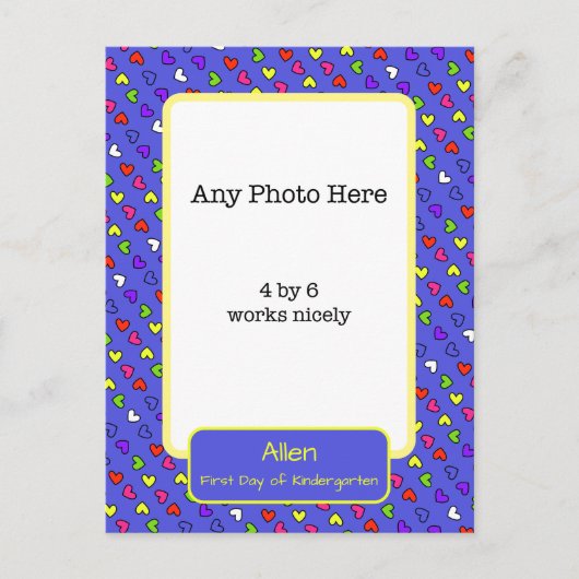 幼稚園の初日の写真 ポストカード (正面)