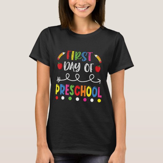 幼稚園の初日 バックトゥスクール先生 スタッド Tシャツ (正面)