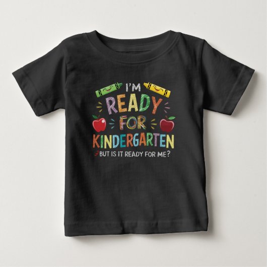 幼稚園の初日 楽しい再会 ベビーTシャツ (正面)