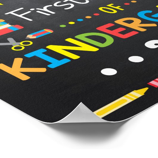 幼稚園の初日、黒板サイン ポスター (角)