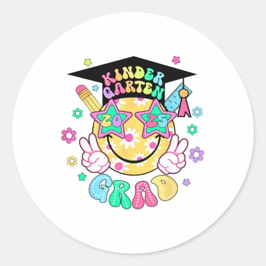 幼稚園の卒園最終日スマイル ラウンドシール (正面)