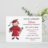 幼稚園の卒業の招待状--赤い男の子 招待状 (スタンド正面)