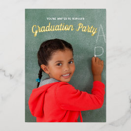 幼稚園の卒業写真キッズ金ゴールド 箔招待状