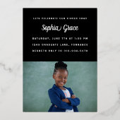 幼稚園の卒業写真キッズ金ゴールド 箔招待状 (裏面)