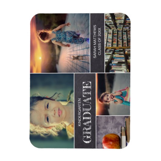 幼稚園の卒業写真コラージュのお知らせ マグネット (縦)
