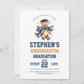 幼稚園の卒業式パーティーかわいいテディベア 招待状 (正面)