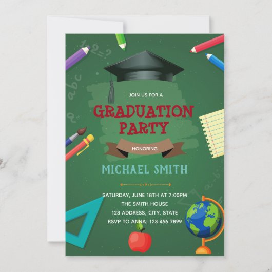 幼稚園の卒業式パーティーの招待状 招待状 (正面)