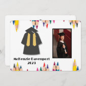 幼稚園の卒業用の色鉛筆の追加フォト 招待状 (正面/裏面)