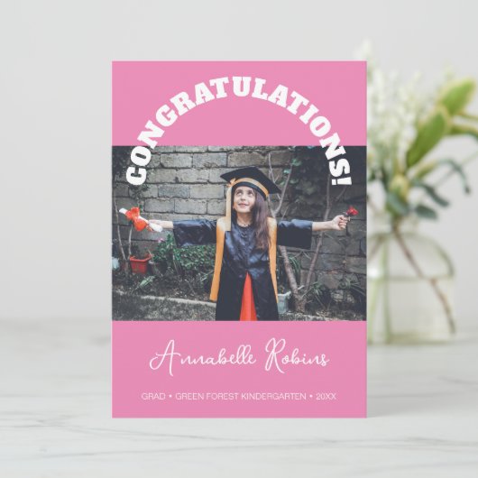 幼稚園の卒業発表の写真カード 招待状 (スタンド正面)