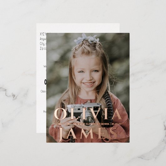 幼稚園の大学院写真発表会 箔シーズンポストカード (正面/裏面)