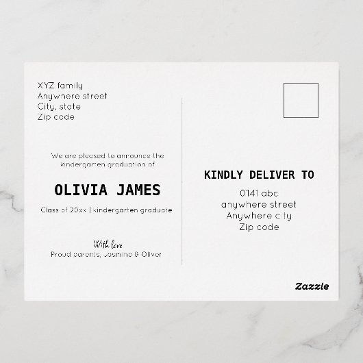 幼稚園の大学院写真発表会 箔シーズンポストカード (裏面)