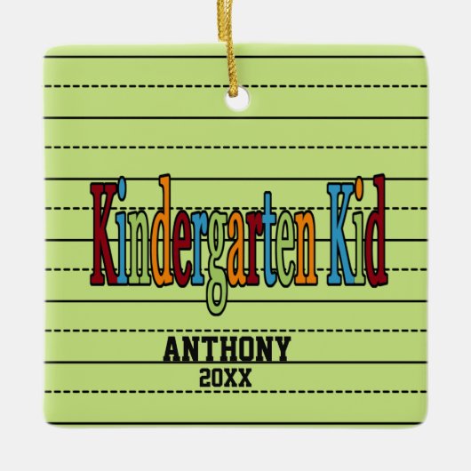 幼稚園の子供のクリスマスのオーナメント セラミックオーナメント (正面)