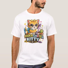 幼稚園の子猫のバックトゥスクールデザイン Tシャツ