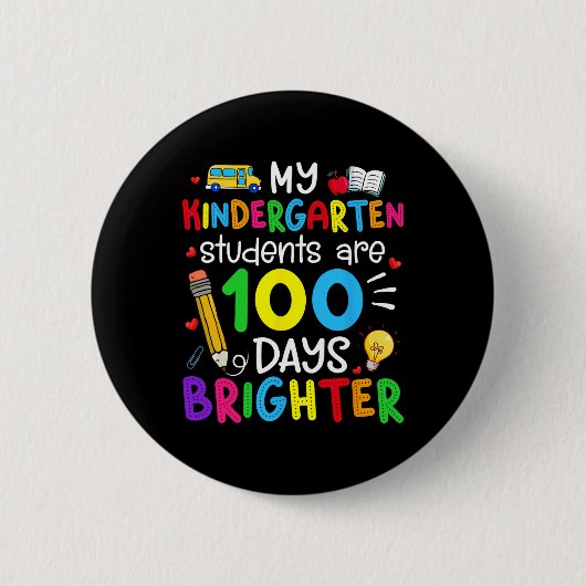 幼稚園の学生100名が明るい100日 缶バッジ (正面)